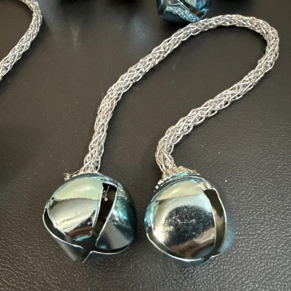 Vintage Christmas Hanging  Bells Blue & Silver